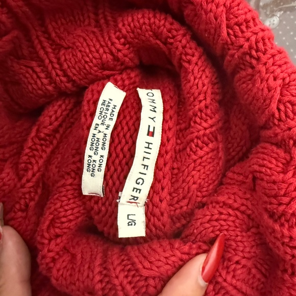 Tommy Hilfiger  Large Red Sweater Turtle neck Vintage -cp - Picture 8 of 8